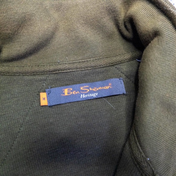 Ben Sherman Mens Jacket Size M Green Knit Nylon & Cotton Bomber Style Jacket - Picture 7 of 14